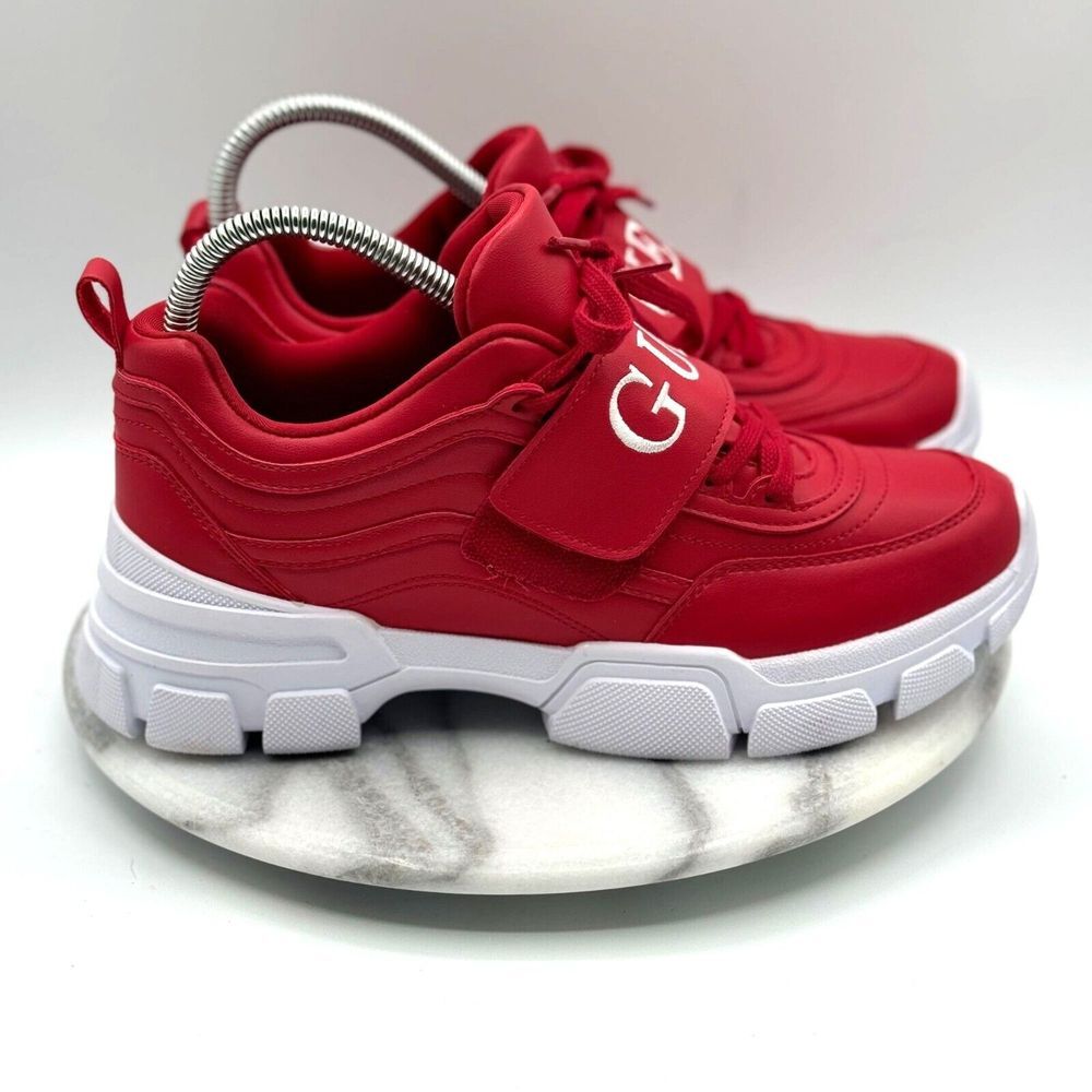 Guess Los Angeles Kathie Women's Chunky‎ Logo Size US 8 Medium Red Sneakers